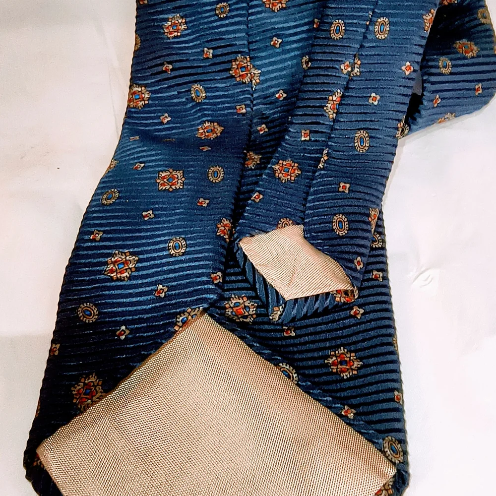 BALMAIN - 2 Pierre Balmain Blue Italian Silk Ties with Paisley & Floral Patterns
